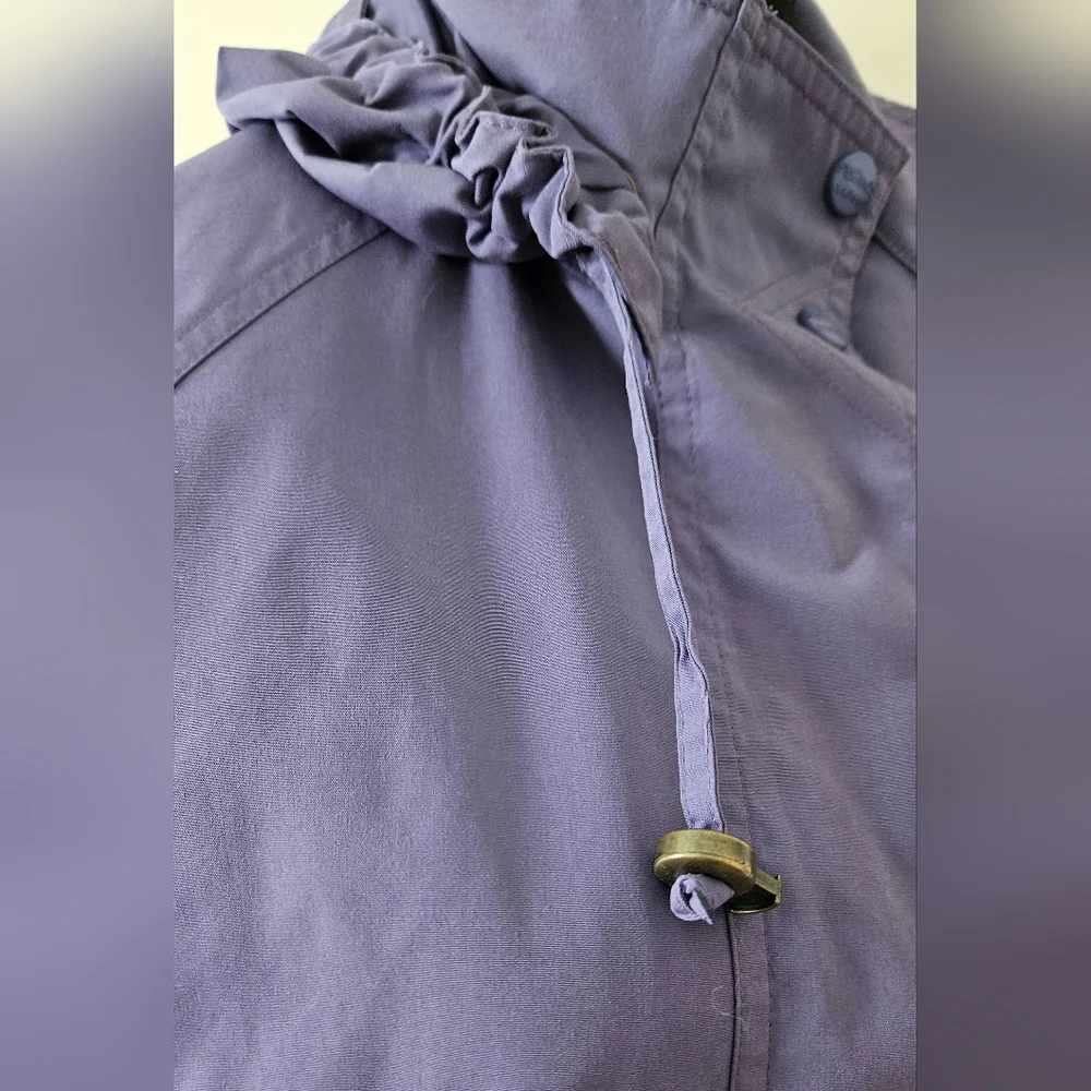 Vintage L.L. Bean Purple Hooded Long Lined Duster Trench Coat Womens Small